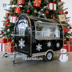 定制圆形食品车冰淇淋车移动快餐拖车出售