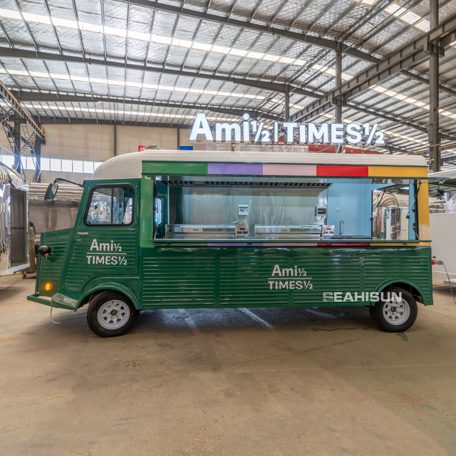 热卖街头证书电动冰淇淋移动咖啡蛋糕露营车拖车热狗雪铁龙快餐车 