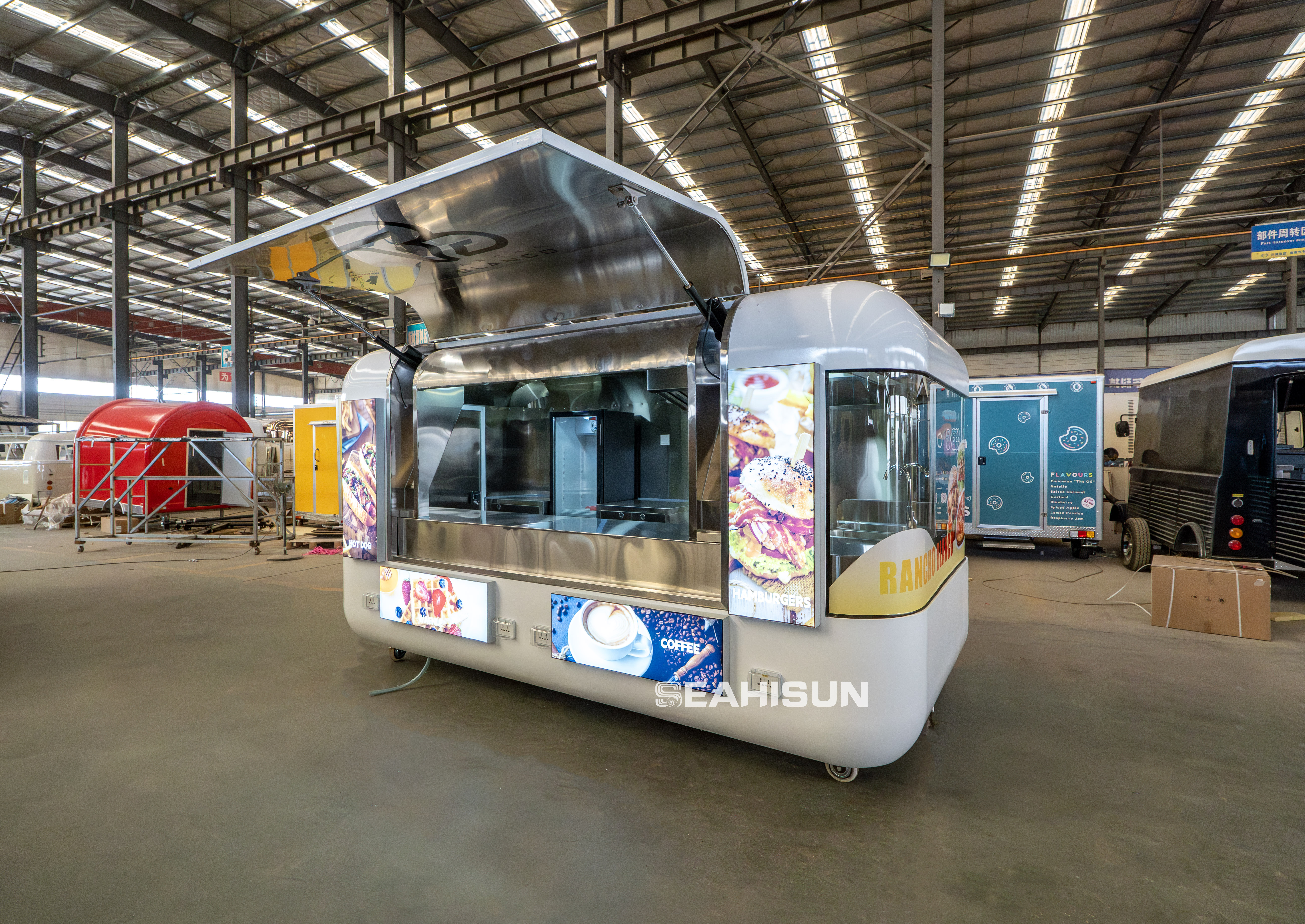  DOT/CE 认证 移动咖啡餐饮车 厢式烤箱 移动酒吧拖车 披萨气流快餐车
